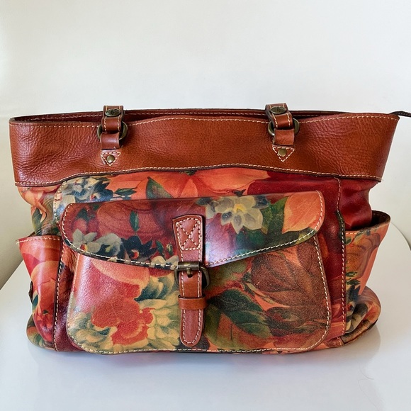 Patricia Nash Handbags - Patricia Nash Bolsena Tote English Mums Multi Brown Earthy Floral Leather Bag